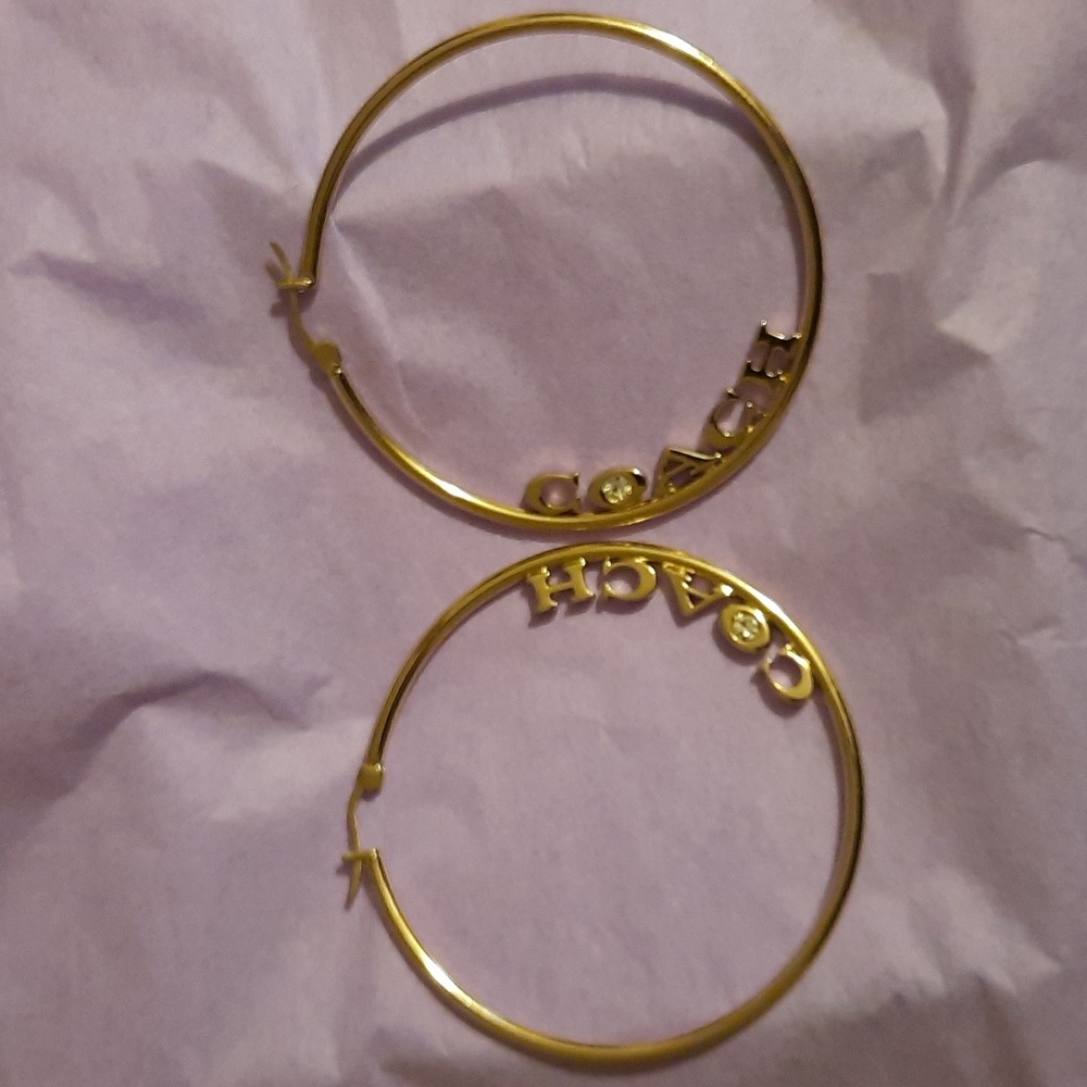 Coach Gold Logo Hoop Earrings